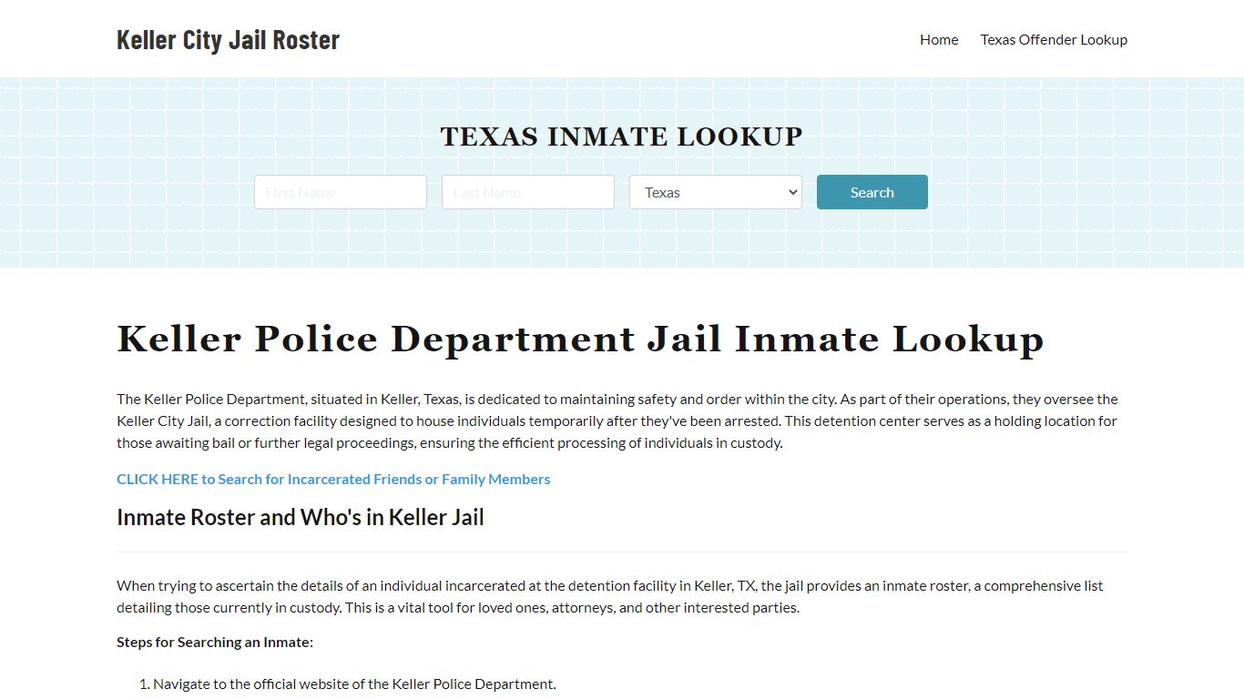 Keller Police Department & City Jail, TX Inmate Roster, Arrests, Mugshots